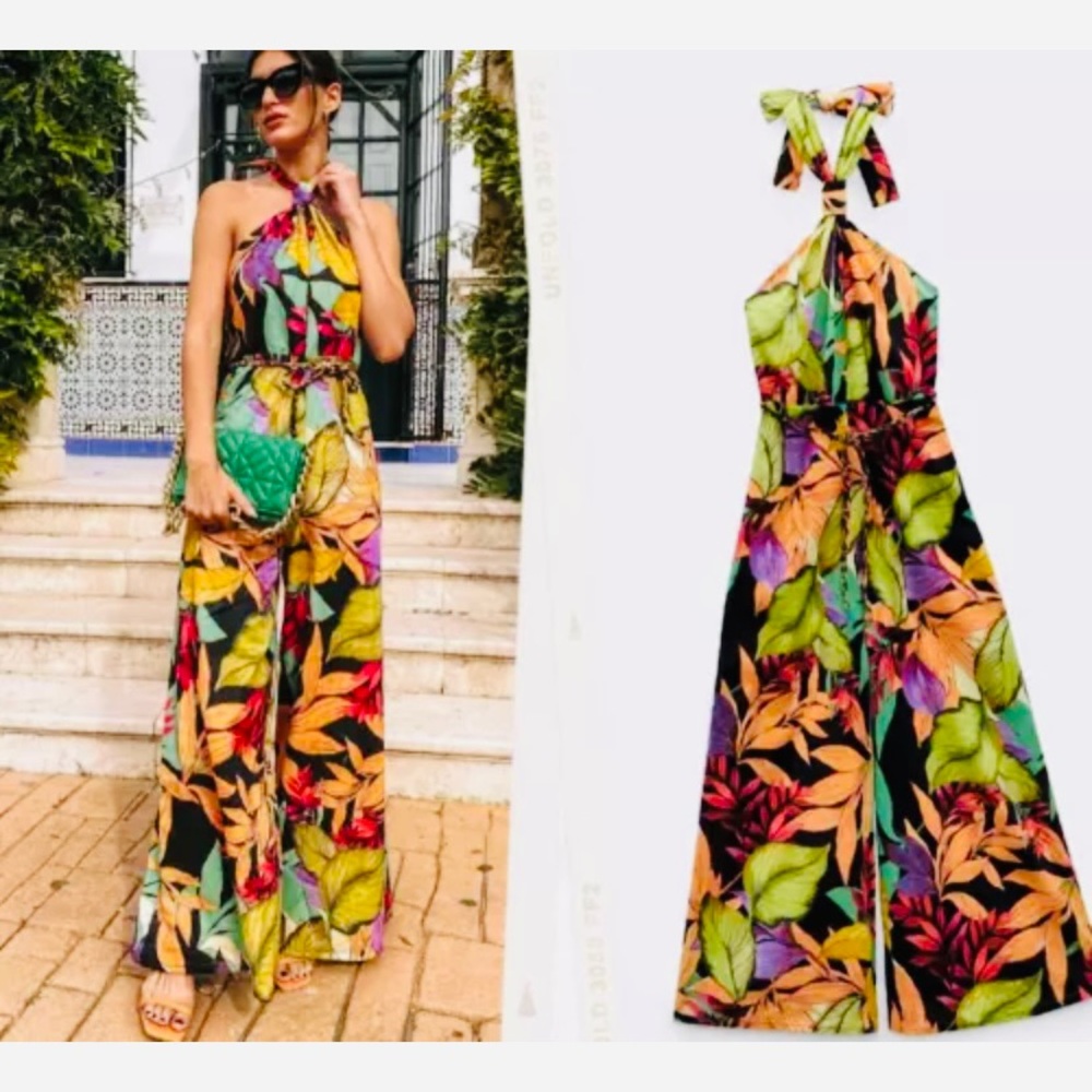 New With Tags Zara Tropical jumpsuit. Size Large